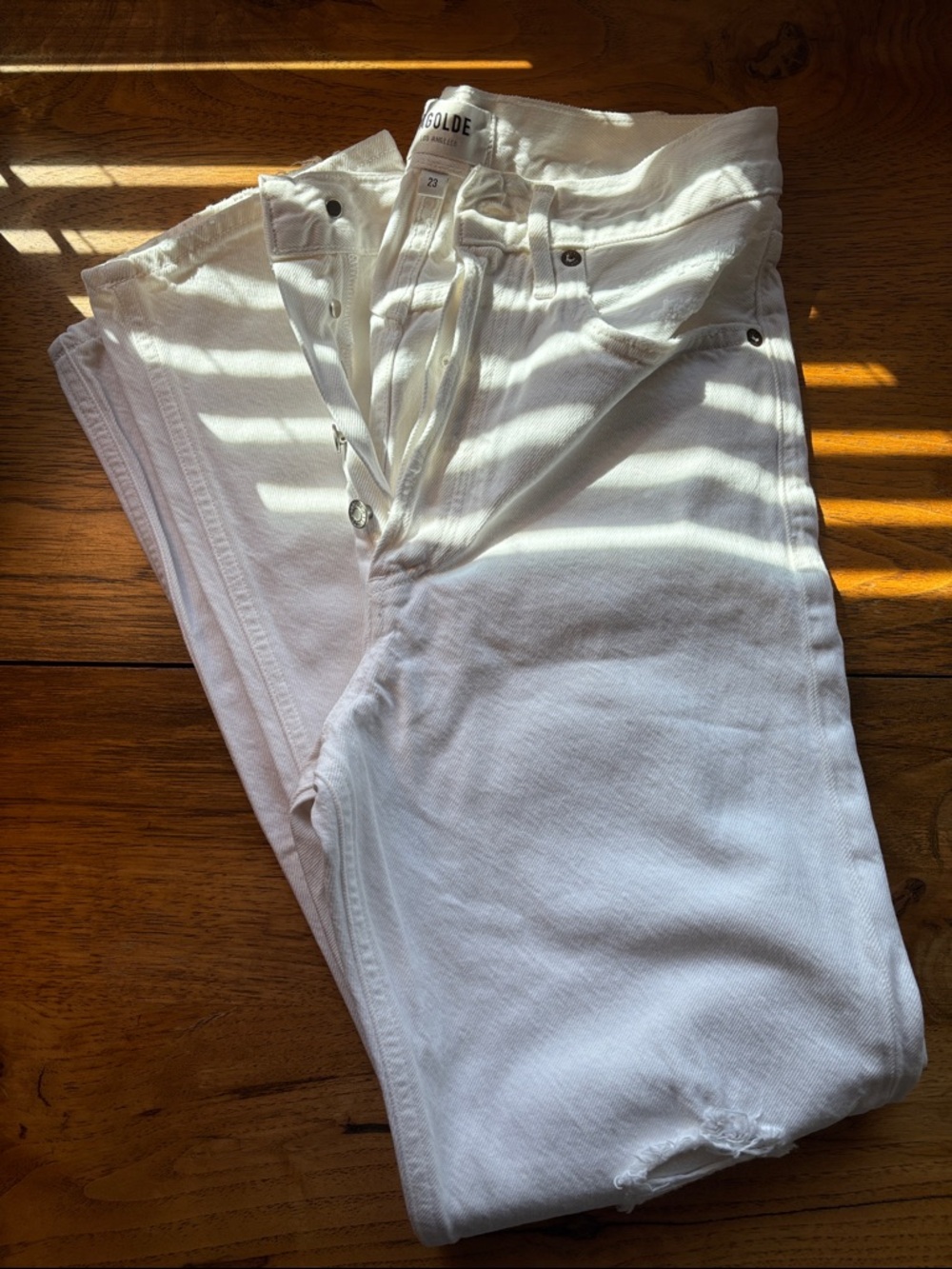 Agolde White Button-Fly Jeans